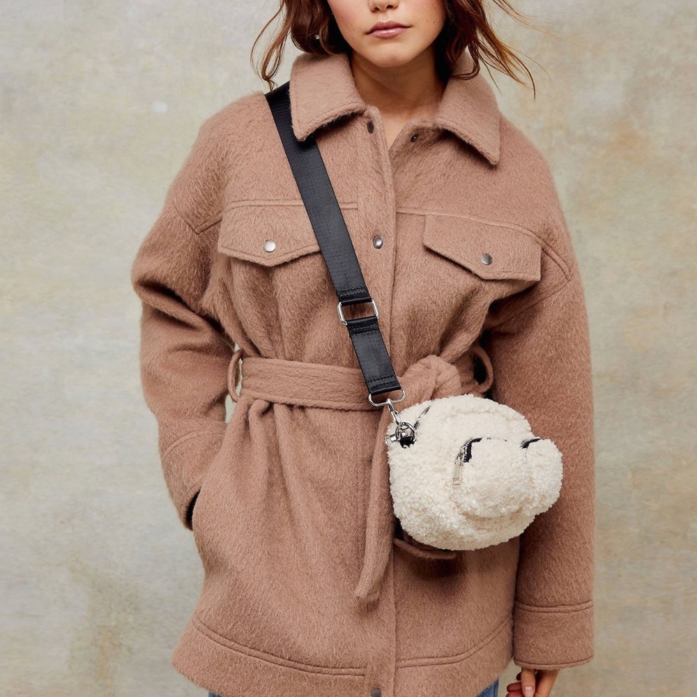 ๐HP๐Top Shop Belted Beige Shirt Jacket (Shacket) - Picture 1 of 10